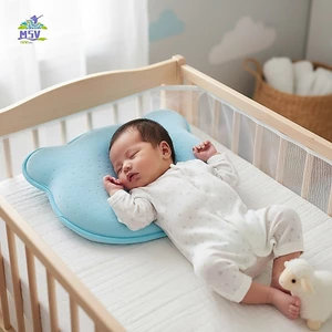 Gối đầu phẳng cho bé Phòng ngừa chống nghiêng Memory Foam Gối sơ sinh có nắp Cotton nguyên chất