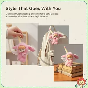 Mềm Thiên Thần Thỏ Sang Trọng Móc Khóa Búp Bê Vinyl Lông Tơ Đồ Chơi Mặt Dây Chuyền Quà Tặng Sinh Nhật Cho Bé Gái Ví