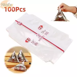 NKSFX 100 Chiếc Túi Sushi Onigiri, Túi Đóng Gói Quả Bóng Cơm Tam Giác Hai Lớp Nori, Rong Biển Onigiri PP Túi Nhựa Bọc Dùng Một Lần