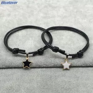 Bluelover 2 Cái / bộ Thời Trang Cặp Đôi Vòng Tay Dây Ngôi Sao Trái Tim Mặt Dây Chuyền Vòng Tay Dành Cho Nữ Người Yêu Đôi Vòng Tay Trang Sức Quà Tặng Mới