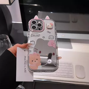 Ốp điện thoại Hello Kitty Apple 17 màu hồng 16pro / 13 / 11 Vỏ mềm 6s / 8plus Chống sốc xsmax / 7 / 6 / 526.3.22