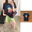 Hot Berry Print Nam Nữ 100% Cotton Cao Cấp Áo Thun Tay Ngắn Màu Đen Rời 0629