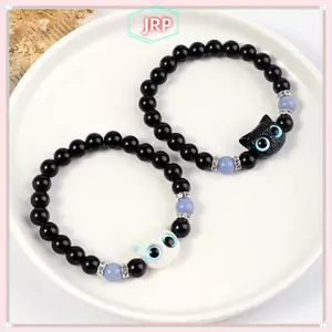 JRP Dễ Thương Mắt Lớn Mèo Dạ Quang Vòng Tay Dành Cho Nữ Hoạt Hình Động Vật Mặt Dây Chuyền Đính Hạt Tay Dây Chuyền Tình Bạn Cặp Đôi Vòng Tay Trang Sức Quà Tặng JRP