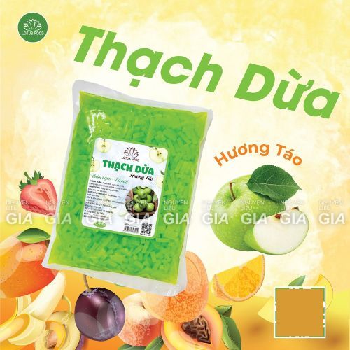 [THÙNG 10 BỊCH] Thạch dừa Lotus TÁO bịch 1.5kg - topping trà, trà sữa