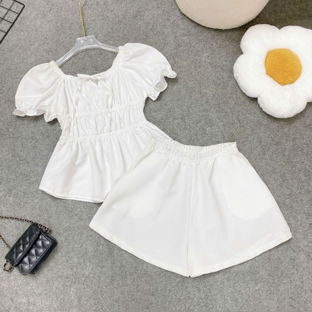 Set Bộ Bigsize Nữ Thời Trang Trẻ Trung–Áo Kiểu Tay Ngắn + Quần Đùi Dáng A SET(A282+Q500)