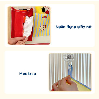 Túi treo lưu trữ ký túc xá nhiều ngăn hoạt hình dễ thương chất liệu Canvas có ngăn đựng giấy rút,  Túi đựng đồ lót
