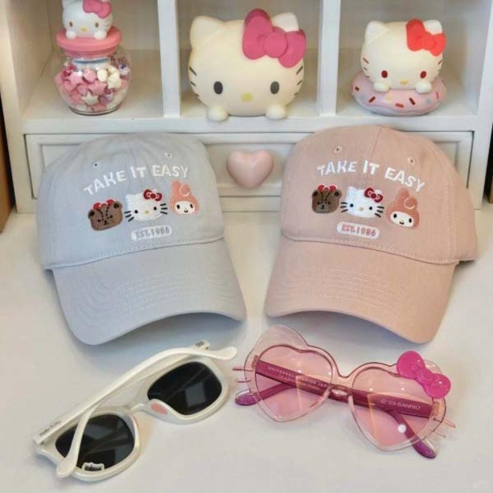 Mũ bóng chày phong cách Hàn Quốc họa tiết mèo Kitty chống nắng, phù hợp dùng ngoài trời