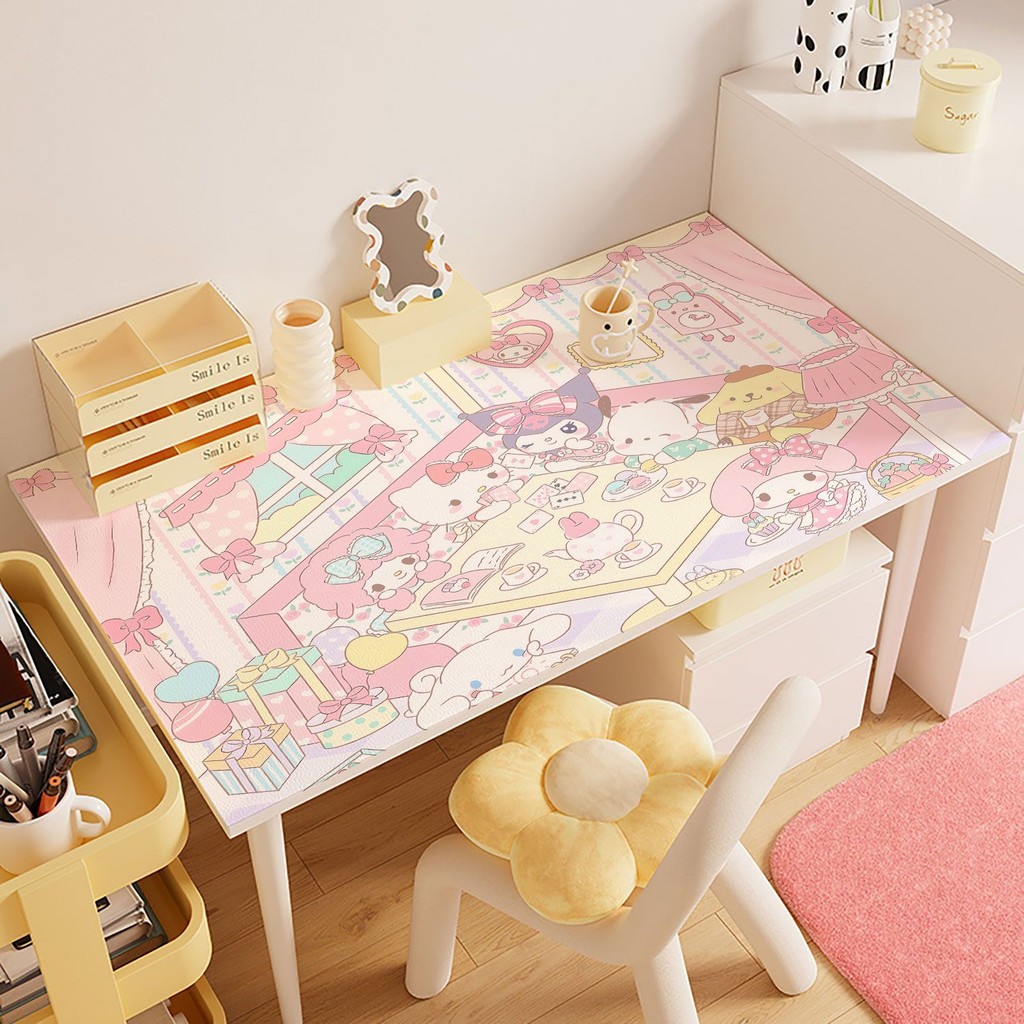 Dễ Thương Sanrio Hoạt Hình Anime Sinh Viên Ký Túc Xá Để Bàn Thảm Chống Thấm Nước Chống Dầu PVC Để Bàn Thảm Bảo Vệ Bàn Ăn Thảm