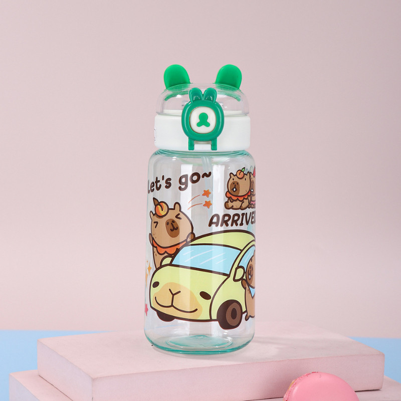 Bình đựng nước CAPYBARA 500ml cho bé, bình nước cute đi học cho bé trai và bé gái