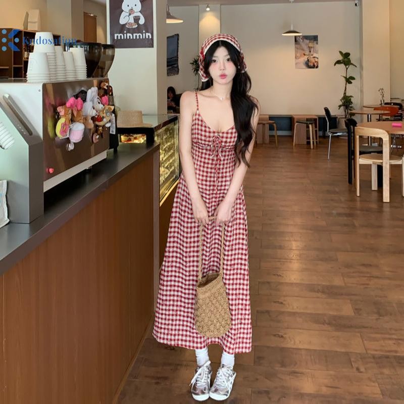 Kudosation Ngọt Ngào Thời Trang Kẻ Sọc Lưng Đầm Gợi Cảm Dây Rời Mùa Hè Boho Ngày Lễ Nữ Đầm Maxi