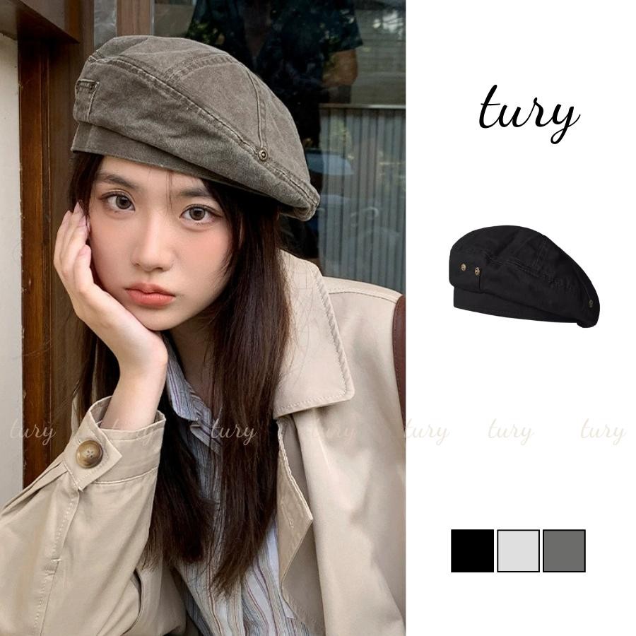 Mũ Beret Unisex Nam Nữ - Tury - Mũ nồi nữ hoạ tiết TRƠN THÊU TÚI NHỎ - MN029