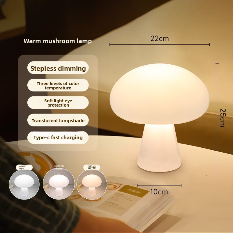 Đèn bàn hình nấm cổ điển Hiện đại Đèn bàn nghệ thuật Bauhaus Phòng ngủ Đèn đầu giường Thiết kế Đan Mạch Đèn bàn trang trí màu cam