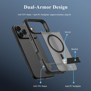 Ốp điện thoại đứng từ tính Lereach cho iPhone 17 Pro Max / iPhone Air / 17 Pro / 17 Bảo vệ thả, Chân đế có thể điều chỉnh