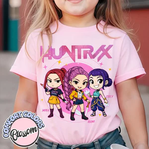 2025 Hàng sẵn có Kpop Demon Hunters Áo thun trẻ em tay ngắn Huntrix Mira Rumi Zoey Graphic Summer Tee 2-11 tuổi