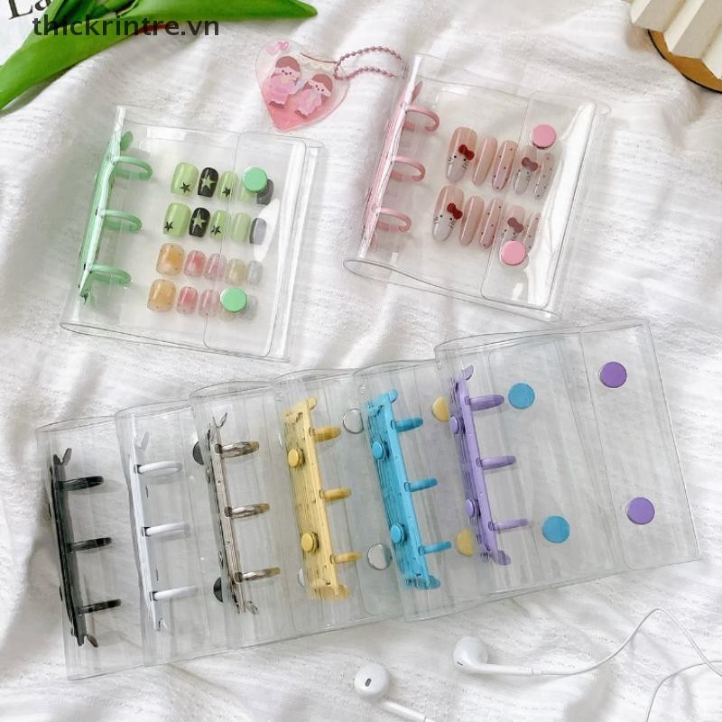 THI Nail Art Piece Sách Bảo Quản Móng Tay Giả Khóa Đôi 3 Lỗ Kẹp Thẻ Bảng Hiển Thị DIY Album Đơn Giản Sách Bảo Quản VN