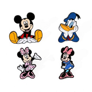 4 Cái / bộ Hoạt Hình Dễ Thương Mickey Minnie Huy Hiệu Kim Loại Vịt Donald Hợp Kim Dầu Nhỏ Giọt Thổ Cẩm Quần Áo Phụ Kiện Pin