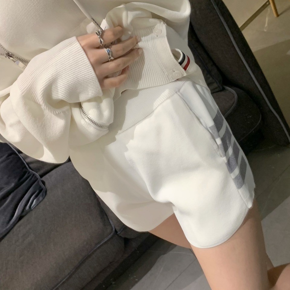 thombrowne 8969Side Stripe Shorts Spring Summer College Style Four-Stripe Ice Silk Hot Pants Women's Summer Wear