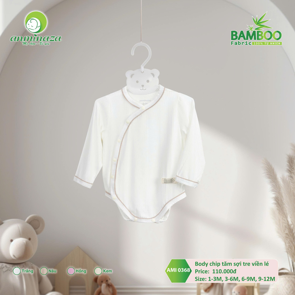 Body Chip Sợi Tre Anminaza Viền Lé Vải Tăm Sợi Tre Thoáng Mát Thấm Hút Tốt - Hàng Chính Hãng AMI0368