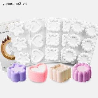 {YAN} Khuôn bánh Pudding silicon hình trái tim / ngôi sao / tròn / vuông 3D DIY Món tráng miệng Khuôn sô cô la Dụng cụ trang trí bánh Máy nướng {ya}