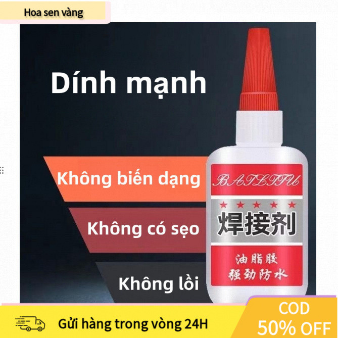 【24H】Keo Siêu Dính Đa Năng 50ml Mạnh Gấp 80 Keo 502, Dán Chắc Sắt, Đá, Nhựa, Gỗ, Ít Mùi, Không Gây Ố Bẩn, Hạn Sử Dụng