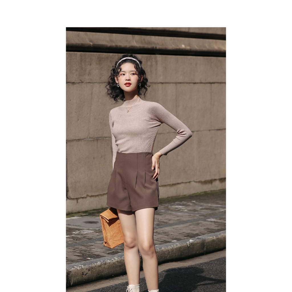 Mutu Tất Cả Trận Đấu Nửa Cổ Cao Cổ Áo Len Nữ Mùa Xuân 2026 Phong Cách Mới Slim-fit Bên Trong Dài Tay Áo Sơ Mi Đáy