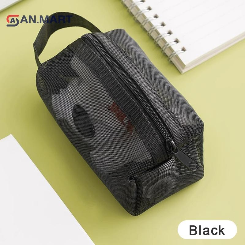 Bigdealssuper Lưới túi đựng mỹ phẩm trong suốt, trang điểm, đồ vệ sinh du lịch, dây kéo