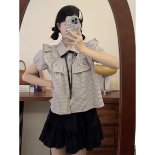 Áo sơ mi nữ tay ngắn dáng rộng phong cách Hàn Quốc