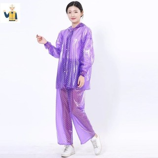 Áo mưa bộ chấm bi nhựa dẻo bền dai đẹp, không thấm nước có khoá
