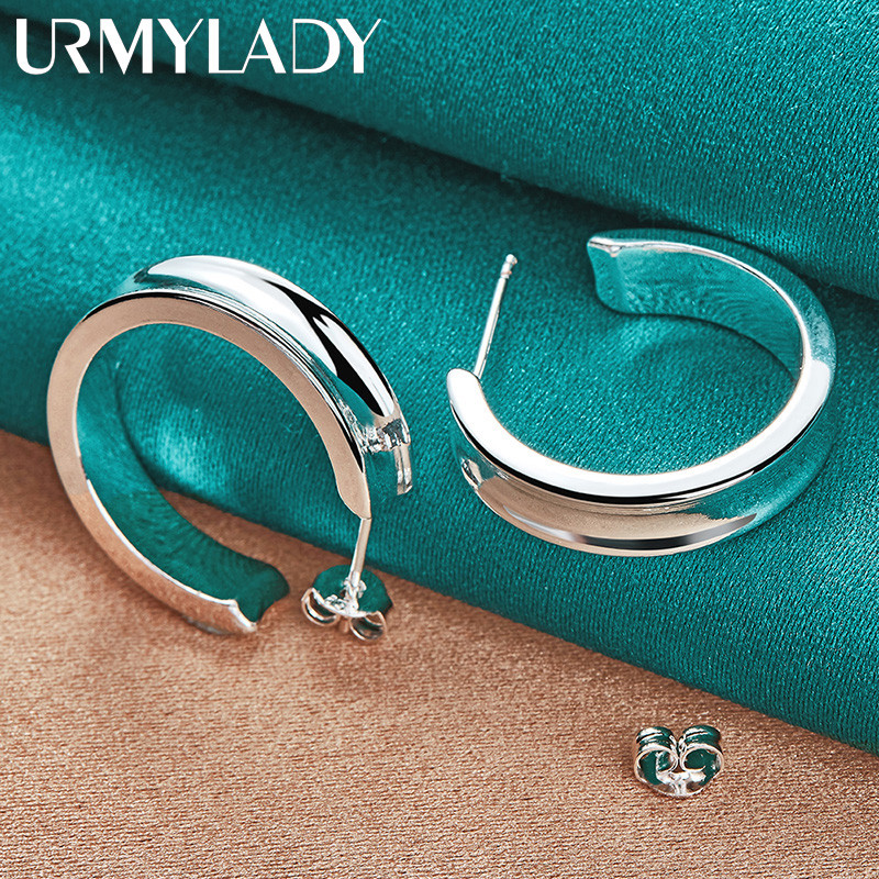 URMYLADY Bông tai tròn bạc 925 thời trang cho đám cưới và bữa tiệc