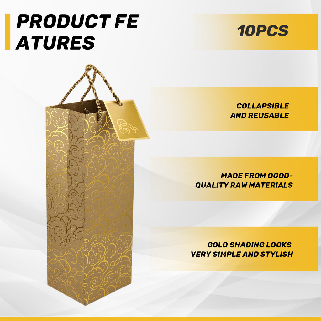 Túi Đựng Rượu, Túi Đựng Rượu Giấy 10 Chiếc Quà Tặng Túi Rượu Có Tay Cầm, Túi Đựng Rượu Giấy Chai Đơn Số Lượng Lớn Cho Giáng Sinh, Tiệc, Mua Sắm, Hàng Hóa Bán Lẻ