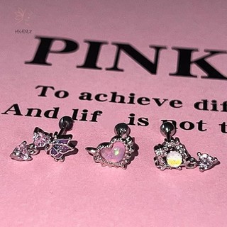 HNKMP Thời Trang Chuyển Màu Hồng Trái Tim Bông Tai Ngọt Ngào Tinh Tế Thả Bông Tai Piercings Phụ Kiện Trang Sức Quà Tặng.