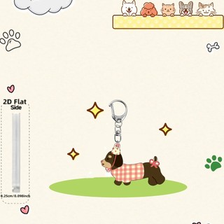 2D Flat Acrylic Cute Dachshund Dog Keychain Bag Pendant Couple Car Hanging Decoration Line Puppy Gifts 5cm