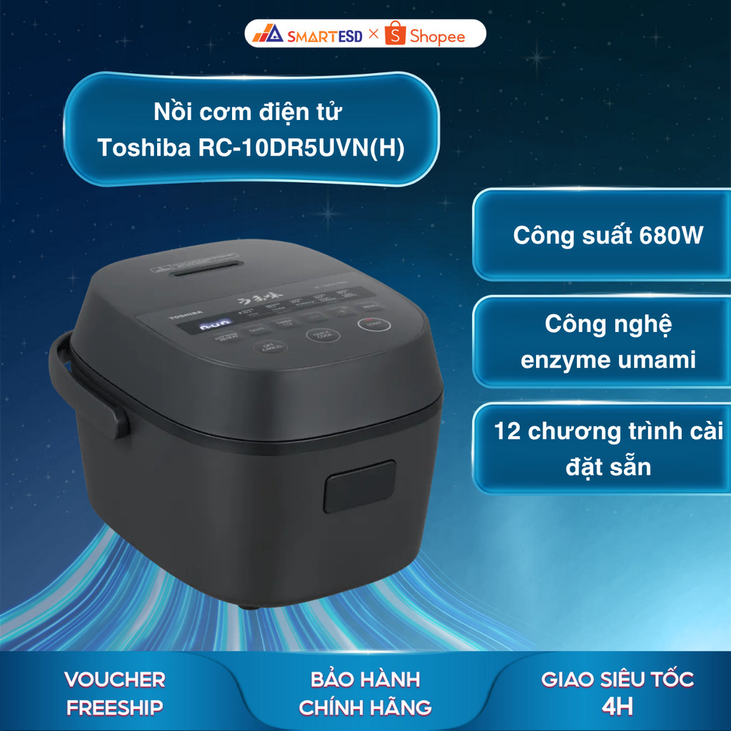 Nồi cơm điện tử Toshiba RC-10DR5UVN(H) 1L, 680W - Bảo hành chính hãng 12 tháng [Hỏa tốc Hcm]
