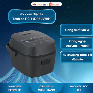 Nồi cơm điện tử Toshiba RC-10DR5UVN(H) 1L, 680W - Bảo hành chính hãng 12 tháng [Hỏa tốc Hcm]