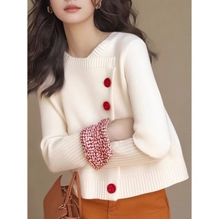 Dệt kim Áo len cardigan nữ dài tay dáng rộng, style Hàn Quốc