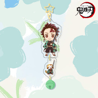 Anime Demon Slayer Acrylic Pendant with Star Bell Kimetsu no Yaiba Keychain Manga Key Ring Bag Backpack Key Chain Toy Ke