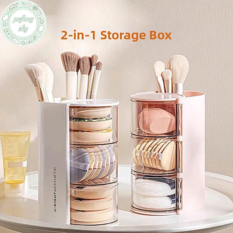 Hộp đựng trang điểm xoay 360 độ PUSKY Chống bụi đa chức năng cho phòng tắm Vanity Tổ chức VN