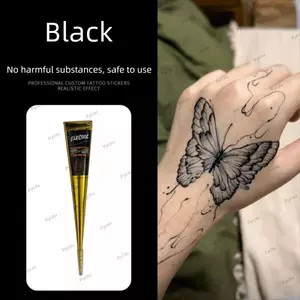 PYCOU Henna Paste Cone, Kem xăm Henna bán vĩnh viễn dễ sử dụng, Kem xăm Henna Màu đen tạm thời Màu nâu Mehndi Body Art Ink Henna Tattoo