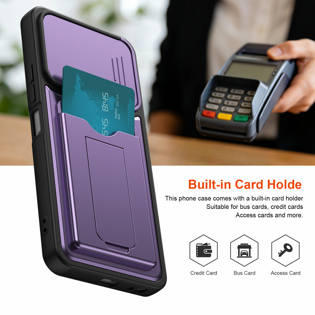Ốp Lưng Tecno Spark Go 3 Trượt Khe Cắm Thẻ Cửa Sổ Giá Đỡ Vỏ Cho Tecno Spark Go 3 Vỏ Điện Thoại