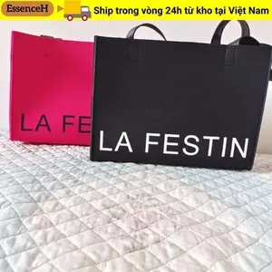 Túi xách ESSENCEH, Túi đeo vai nỉ đa chức năng màu đỏ hồng, có tay cầm Túi đeo chéo dung tích lớn