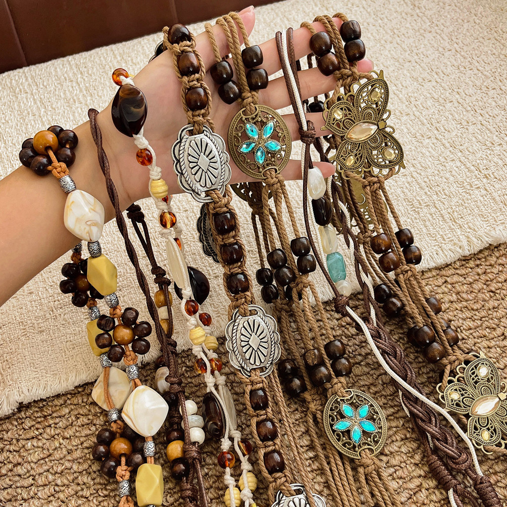 Dây thắt lưng bướm cao cấp 2026 Thắt lưng dệt tay phong cách dân tộc cổ điển Bohemian