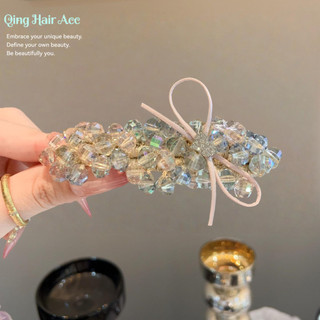 Kẹp tóc nữ đính đá retro, kiểu nơ phẳng, phụ kiện tóc gãy, kẹp bên BB