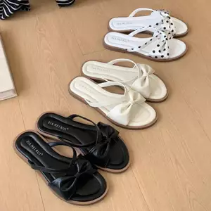 TT Sweet Bowknot Polka Dot Dép xỏ ngón Amoi Flat Chống trượt