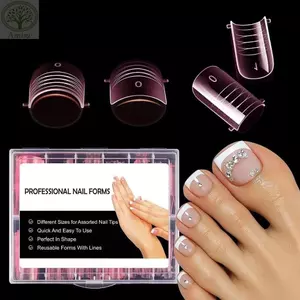 AMBU 120 Khuôn Làm Móng Ngón Chân, Hình Dạng Kép Acrylic Đầu Giả, Full Cover Móng Chân Top Hình Thức Để Nối Dài