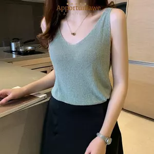 IAPPORTUNIA Áo Tank Tops, Áo Vest nữ thanh lịch thông thường, Áo hai dây nữ cổ chữ V hợp thời trang bằng lụa Satin mùa xuân hè