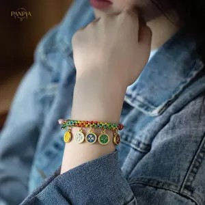 PNPIA- Handmade Tây Tạng Vòng Tay Nhiều Màu Sắc Dây Móc Tay Năm Chiều Thần Tài Lắc Tay Có Thể Điều Chỉnh Kéo Dây Quà Tặng Trang Sức