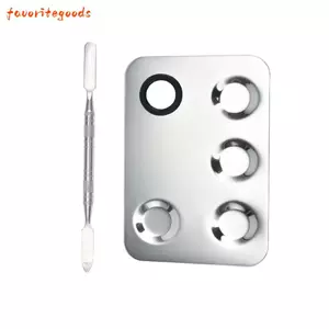 Bảng màu trang điểm FAVORITEGOODS, Có thanh thìa bằng thép không gỉ Tấm trộn sơn móng tay nghệ thuật, Bảng trộn phấn mắt di động bền chất lượng cao