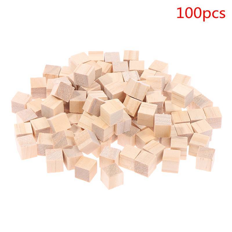 Alittlesetrtu 100 Chiếc Trống Chưa Hoàn Thành Mini DIY Gỗ Vuông Khối Chắc Chắn Cho Đồ Gỗ Thủ Công VN