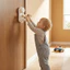 Khóa cốc hút QEARY, Khóa an toàn cửa hút chân không có thể điều chỉnh 3 lỗ, viền mịn tròn không có mũi khoan bằng nhựa rắn không mùi Khóa tay cầm chống trẻ em Chặn cửa mở trẻ em