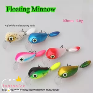 Mồi câu cá TOPTOOLCX, Minnow nhân tạo Mini 60mm, Thìa Spinner sáng bóng chuyên nghiệp Wobblers Mồi câu cá Mồi ngoài trời